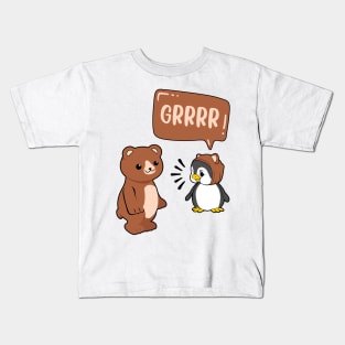 Funny and cute animals bear and penguin kids design gift Kids T-Shirt